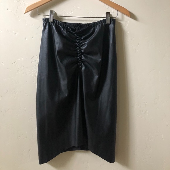 Designer Remix Tara Faux Leather Midi Skirt DK32 - Picture 2 of 3